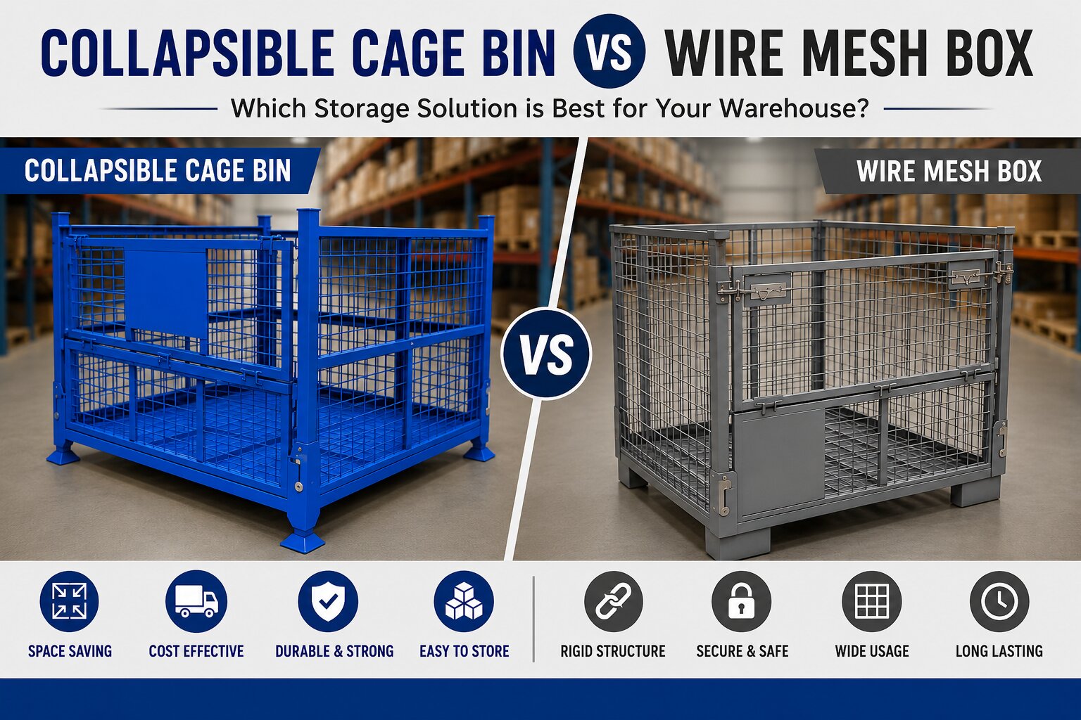 Collapsible Cage Bin vs Wire Mesh Box: Which Storage Solution is Best for Warehouses in 2026?